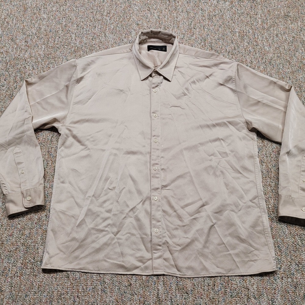 Abercrombie &‎ Fitch Shirt Mens XL Oatmeal Button Up Silky Smooth Long Sleeve
